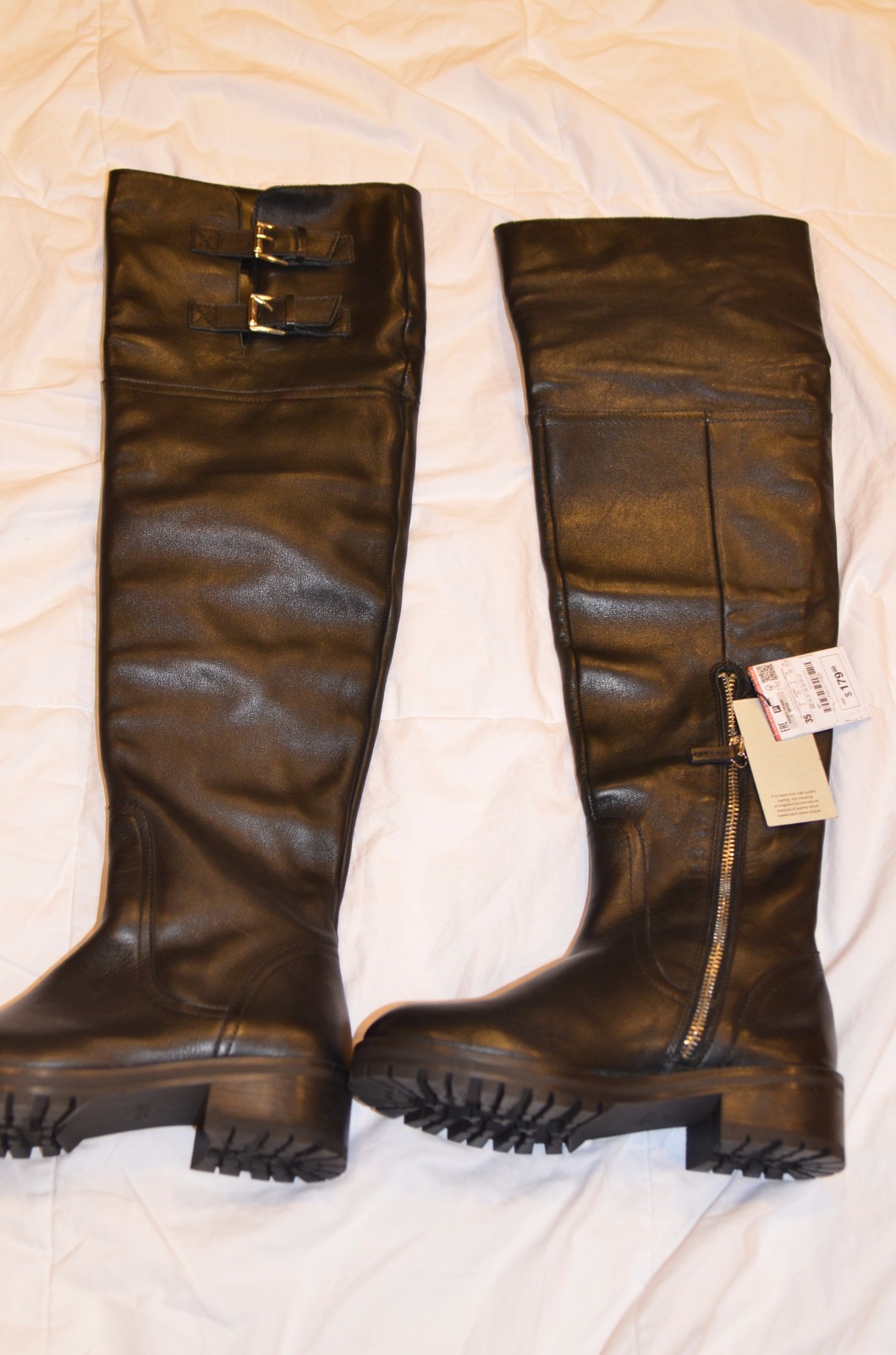 NWT Zara Black Over the Knee Knee Knee Flat Leather Boots Size EUR 35 US 5 471058 NWT Zara Black Over the Knee Knee Knee Flat Leather Boots Size EUR 35 US 5 471058