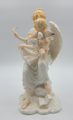 Vintage O'Well Porzellan Figur Engel sitzend Sockel Feder Buch Wohndeko A60 - Bild 2 von 18