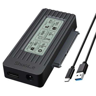 USB 3.2 SATA to Type-C Adapter 2.5'' SSD HDD Cable w/LCD Display Converter
