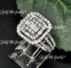 14k Solid White Gold ladies Natural Diamond Ring Cluster 1.20 ct Baguette — photo 4