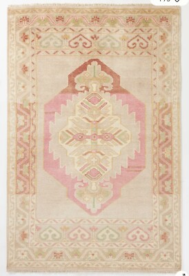 Horchow Anthropologie Hand-knotted anadolu Pink & Beige Medallion Wool Rug