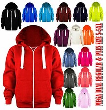 Ladies Plain Zip Up Hoodie Sweatshirt Top UK S - XL