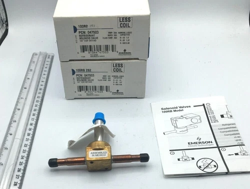 Emerson Lot of 2 Ref. Solenoid Valve Less Coil 100RB 2S2 1/4” ODF 047503 NIB