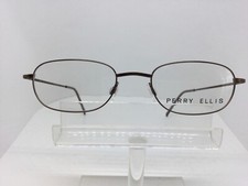 New Old Stock Perry Ellis PE 207 Eyeglasses Brown Metal Oval Made in Italy
