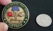 AUTHENTIC 2 Star General Pat Brady Medal of Honor MoH US Army USA Challenge Coin
