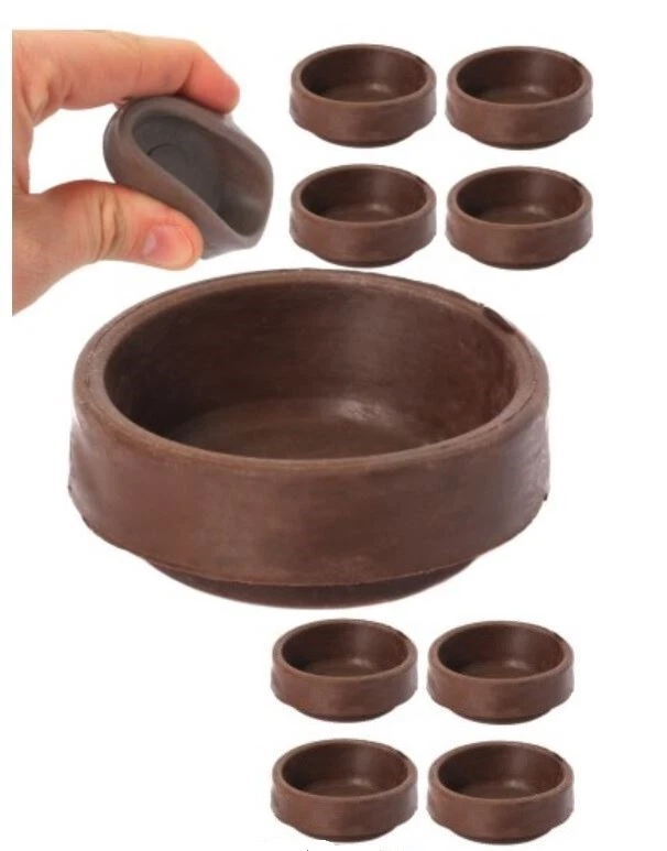 8x RUBBER CASTOR CUPS ANTI SLIP Carpet Floor Protectors Sofa Chair Wheels Stop S