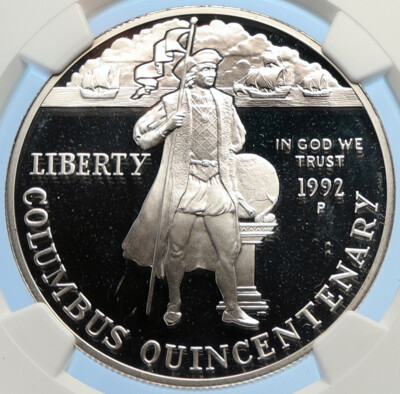 1992 P USA US Columbus NASA Space Shuttle Proof Silver Dollar Coin NGC  i97842