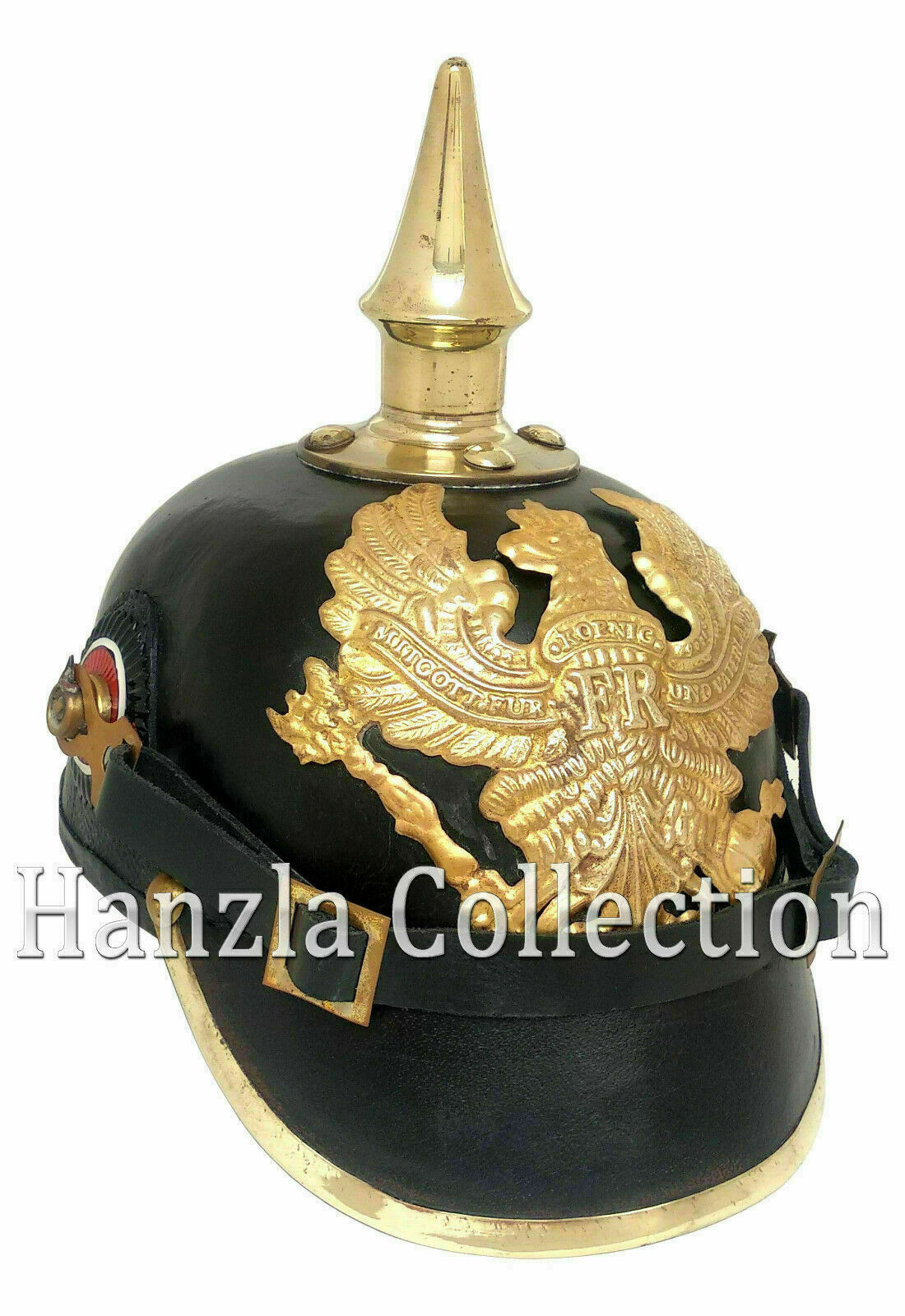OFFICIER PICKELHAUBE CASQUE Militaria Cuir Prussien Vintage Imperial