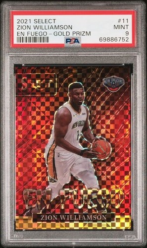 Zion Williamson [Gold Prizm] #11 2021 Panini Select En Fuego card