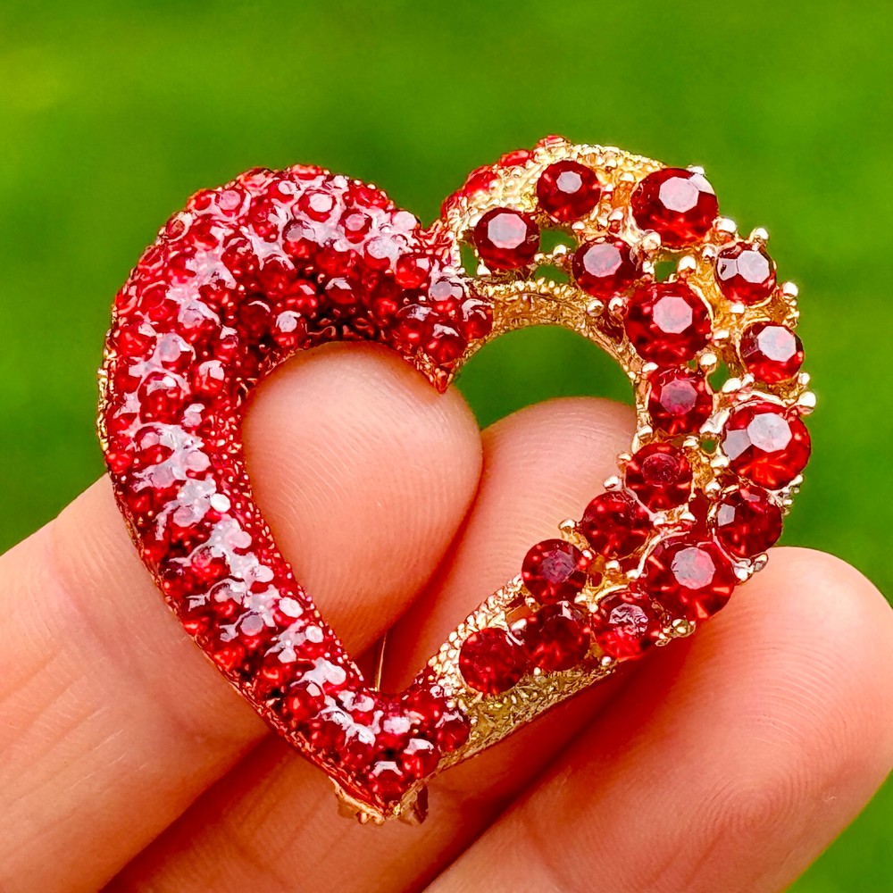 Heart Brooch Rhinestone Brooch Heart Pin Valentine's Gift Valentine Brooch Pin