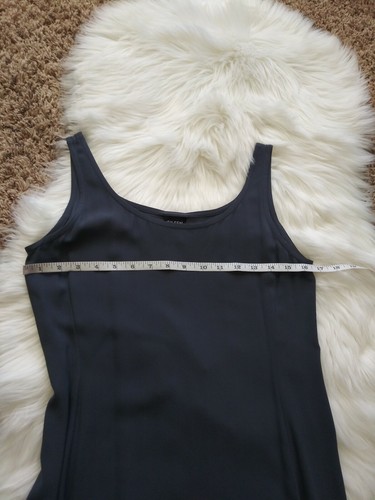 Maxi Vestido Acampanado Eileen Fisher XS Púrpura Gris Seda Georgette Crepé Sin Mangas  - Imagen 7 de 8