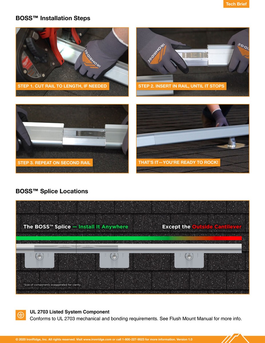 Tool-less Solar Mounting IronRidge XR10 Bonded Structural Splice ...