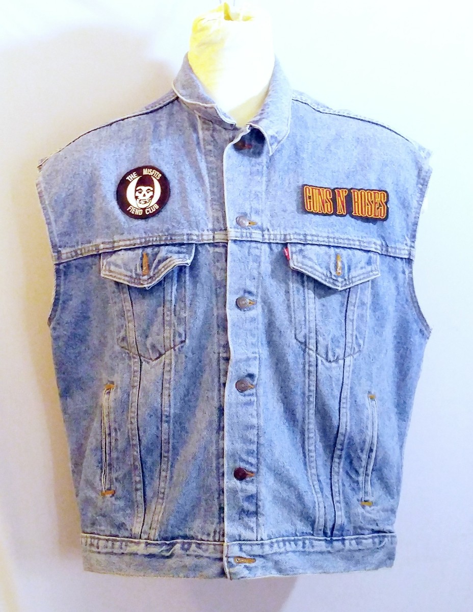 Vintage Levis X-Large Denim Jacket W/ Baush & Lomb Logo/ Guns N 