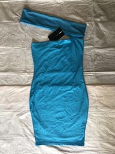 Fashion Nova Shoulder Mini Dress Turquoise Color Size S New w/tag