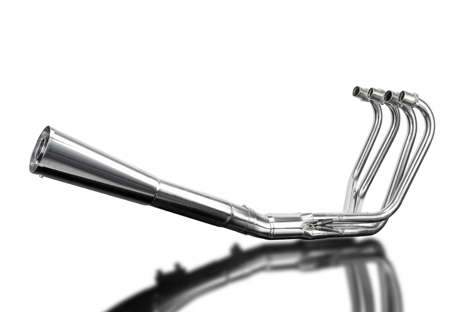 Silenciador megáfono clásico de acero inoxidable 4-1 escape completo Delkevic Honda CB400F 75-77 Delkevic Foto 3 de 4
