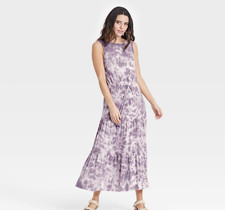 Women's Sleeveless Knit Dress - Knox Rose, Purple Tie Dye S