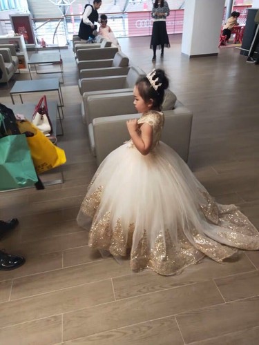 Flower Girl Tutu Long Dress Sequin Lace Girls Prom Gowns Party Princess Dresses - Picture 6 of 18