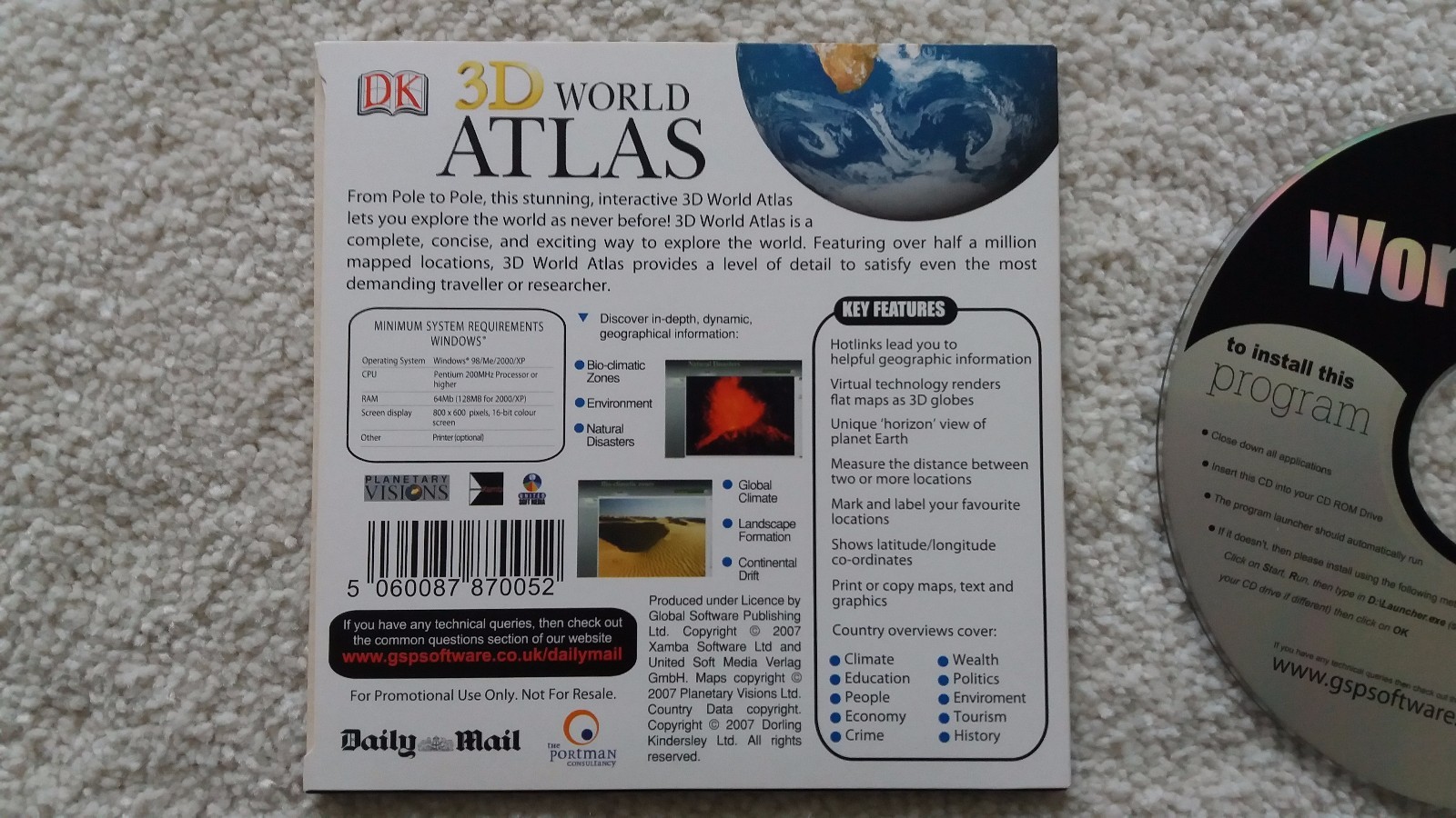 DK 3D World Atlas Daily Mail promo PC CD-Rom | eBay
