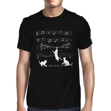 1Tee Mens Cats and Music Sheet T-Shirt