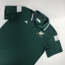 Adidas Original Polo Shirt Large Green White Mens Basketball W Used A8V003