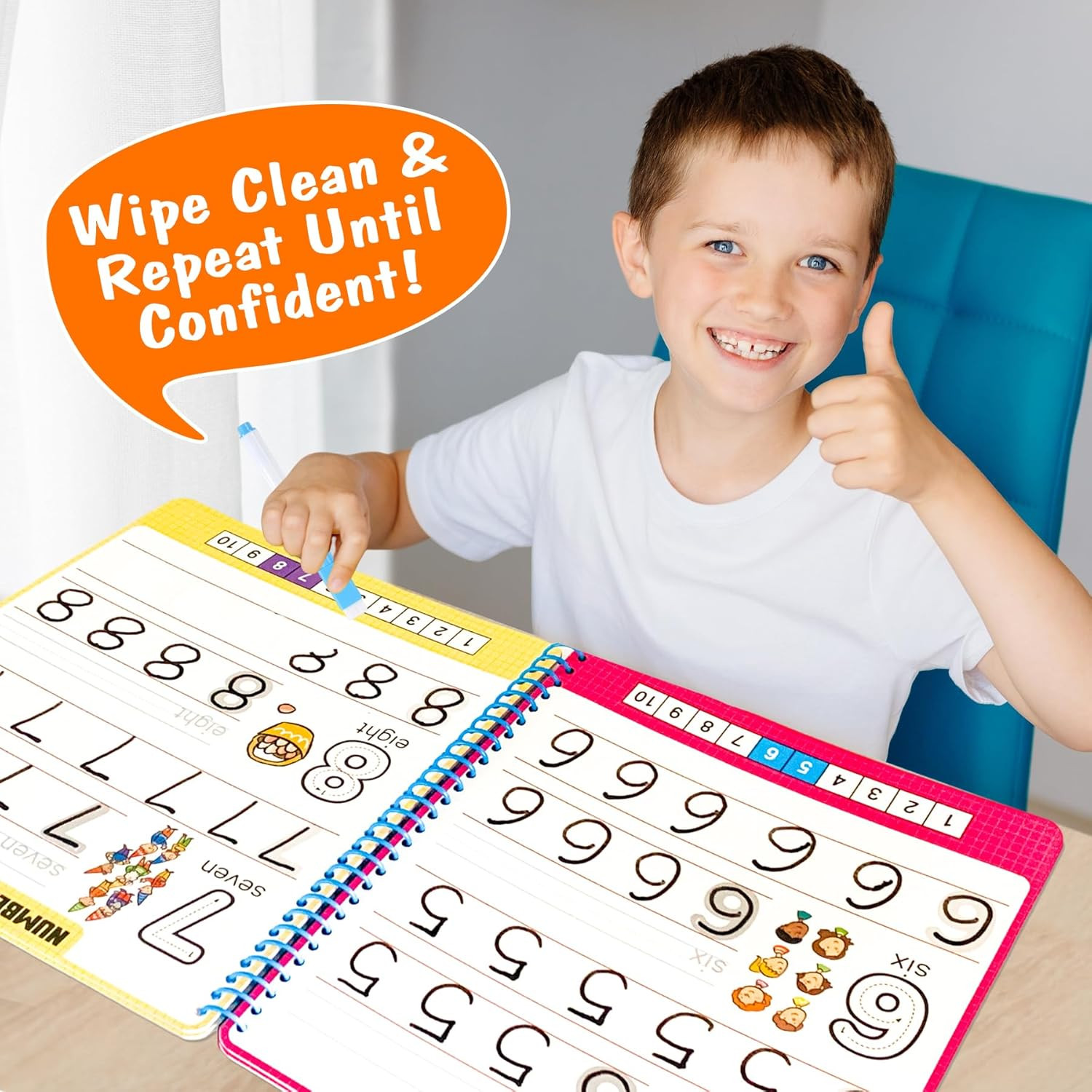 Preschool Learning Activities - Reusable Letter & Number Tracing Book for Kids 3