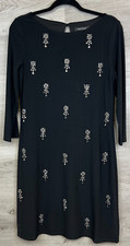 White House Black Market Black Dress Womens Small Rhine Stone Studs Shift Lined