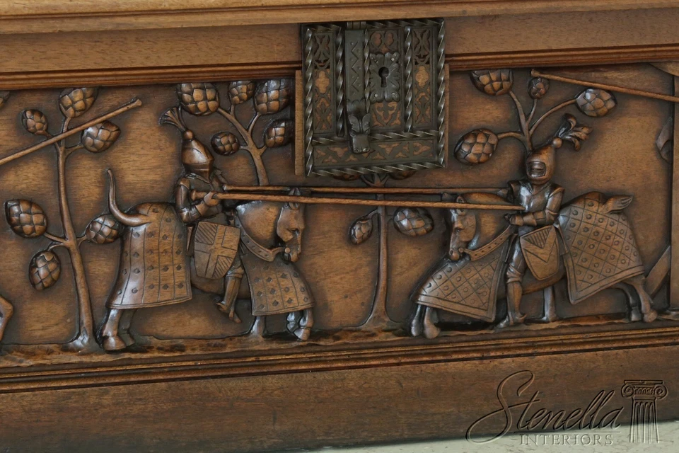 L50909EC: Banco de pasillo continental de nogal tallado antiguo de buena calidad Foto 3 de 4