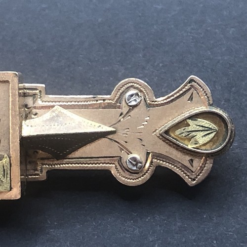 Antique Victorian Multi Tone Gold Filled Flourished Bar Brooch Pin Patent 1877 - Picture 21 of 21