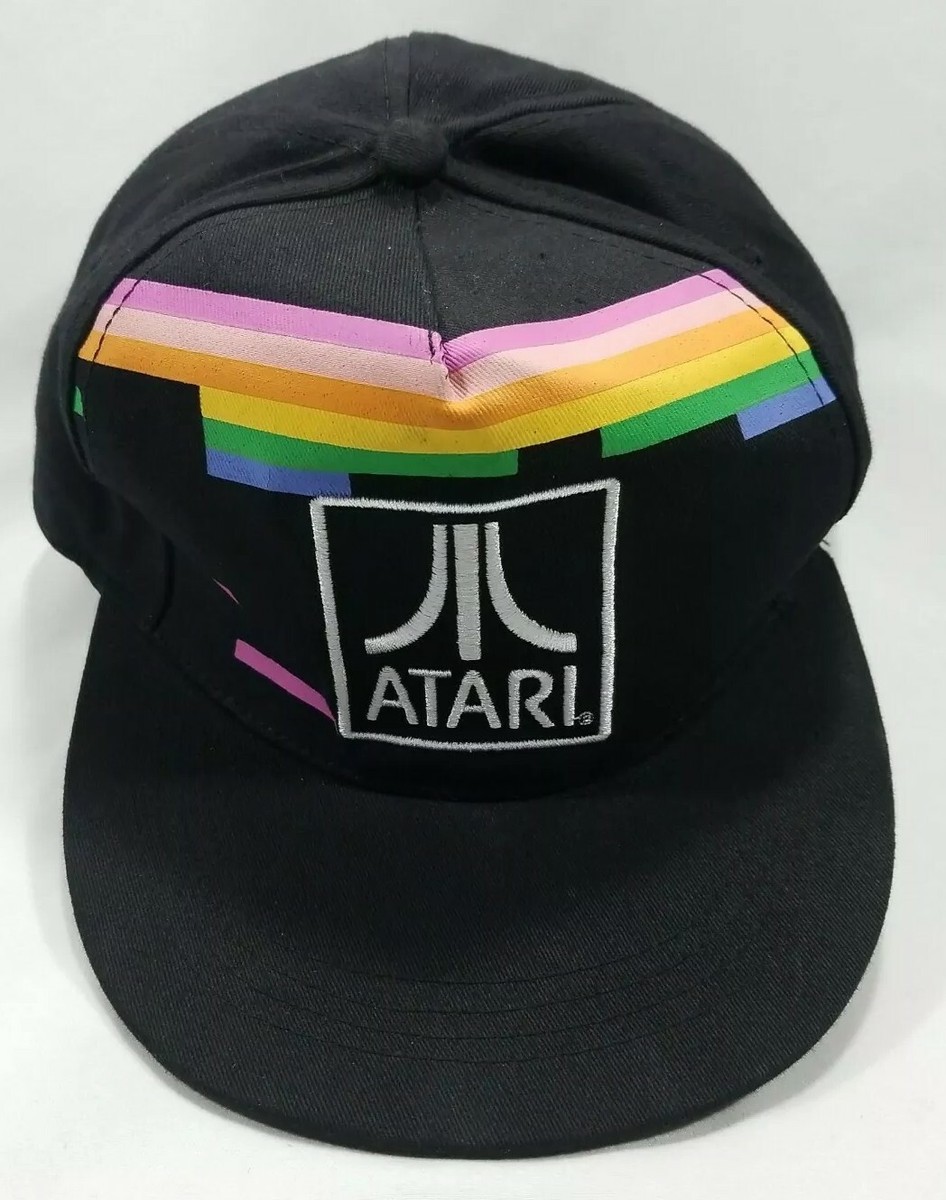 Atari Retro Black Rainbow Snapback Hat Rare Adjustable