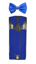 35mm Wide Mens Adjustable Braces Matching "Royal Blue" Suspender & Bow tie Set