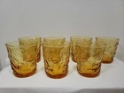 Seven Vintage Anchor Hocking Milano Lido Honey Gold/Amber 8 oz. Tumblers   T4
