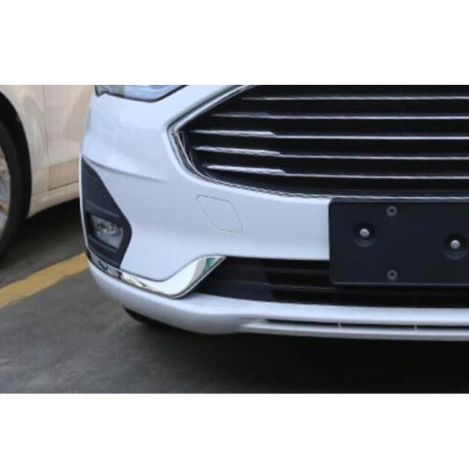 Pair For 2019-20 Ford Fusion Chrome LH RH Front Bumper Fog Light Lamp Strip Trim Foto 3 de 4