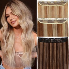100 Remy One Piece Clip In Real Human Hair Extensions THICK Weft SALE Highlight