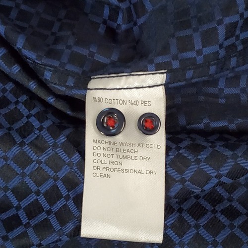 SUGAR That Shirt Is Sweet Men's Large LS Blue with Paisley Accent Button Up EUC - Foto 15 di 16