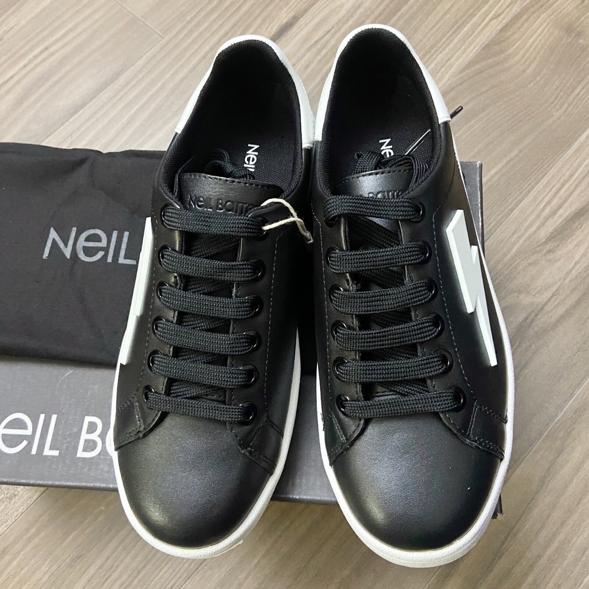 “Neil Barrett” l plate leather shoes NIB $425 Neil Barrett Lightning Bolt Leather Sneakers Sz 6 36