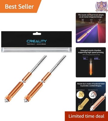 3D Printer Nozzle Kit Hardened Steel Copper Alloy 0.4mm Nozzles for K1 Ender 3