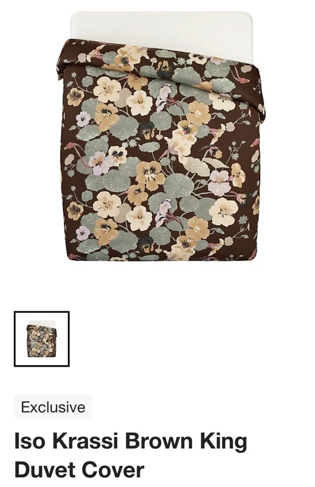 Marimekko ISO KRASSI  KING Duvet Cover/Shams Crate & Barrel Floral Cotton-Brown - Image 3 of 4