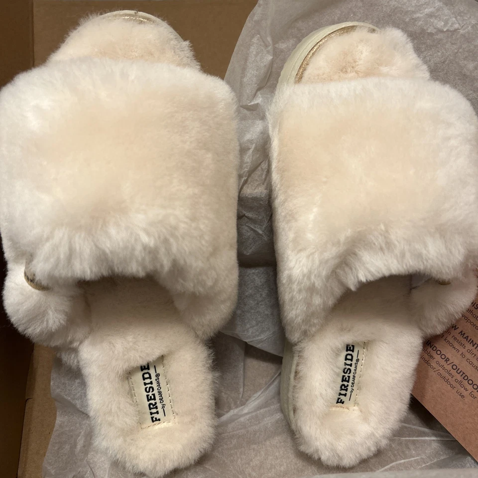 Zapatilla para mujer Fireside by Dearfoams Cairns genuina de piel de oveja difusa talla 9 Foto 4 de 4