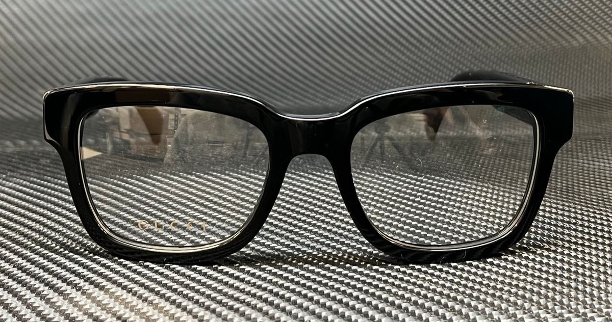 GUCCI GG1138O 001 Black Gold Men's 52 mm Eyeglasses 889652380827| eBay