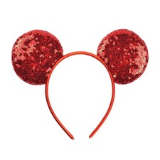 Red Sequin Mouse Ear Headband Party Festival Hairband For Unisex Adult Kids