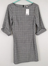 New H&M sz 4 Sheath Dress black & white houndstooth print women 3291