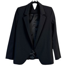 Theyskens' Theory Wool Blend Blazer Womens 38 Black Open Front Minimalist Jacket