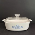 Vintage Corning Ware Blue Cornflower 2 Quart Casserole A-2-B w/Pyrex Lid A-9-C