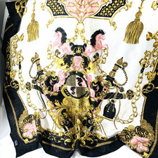 Scarf Elegant Black Gold Pink Print Luxurious Polyester Scarf 31.5 x 33.5
