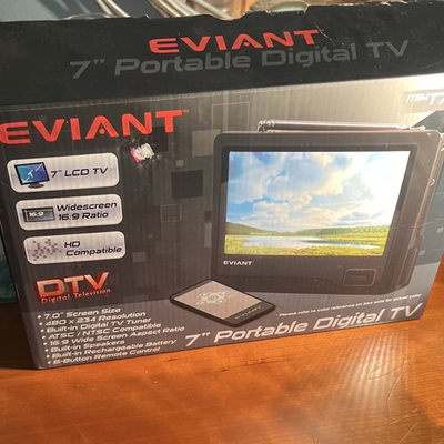 #ad Eviant 7 in Portable LCD Digital TV 480p ATSC Tuner Television Black $35.00