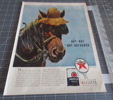 1939 Texaco Havoline Motor Oil Horse Hot but Not Bothered Vintage Print Ad