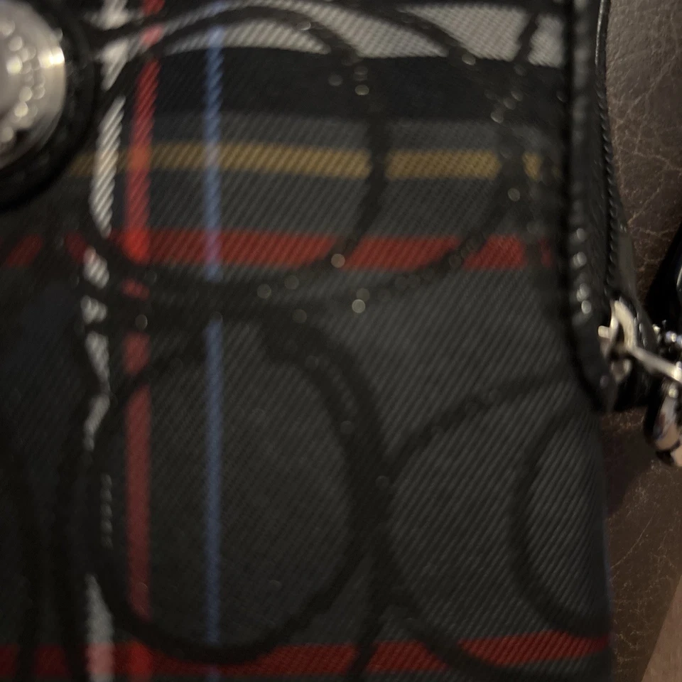 Coach мак гламур праздник Tartan клетку кошелек с ремешком бумажник чехол молнии мешок РЕДКАЯ - Изображение 4 из 4