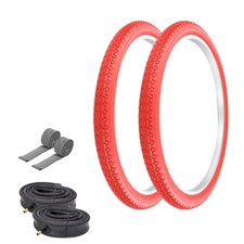 PRO TIRES 26 x 2.125 Red P-123A W/ HEAVYDUTY TUBES RIM STRIPS