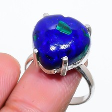 Ring Lapis Lazuli Gemstone 925 Sterling Silver Jewelry Size Adjustable S474