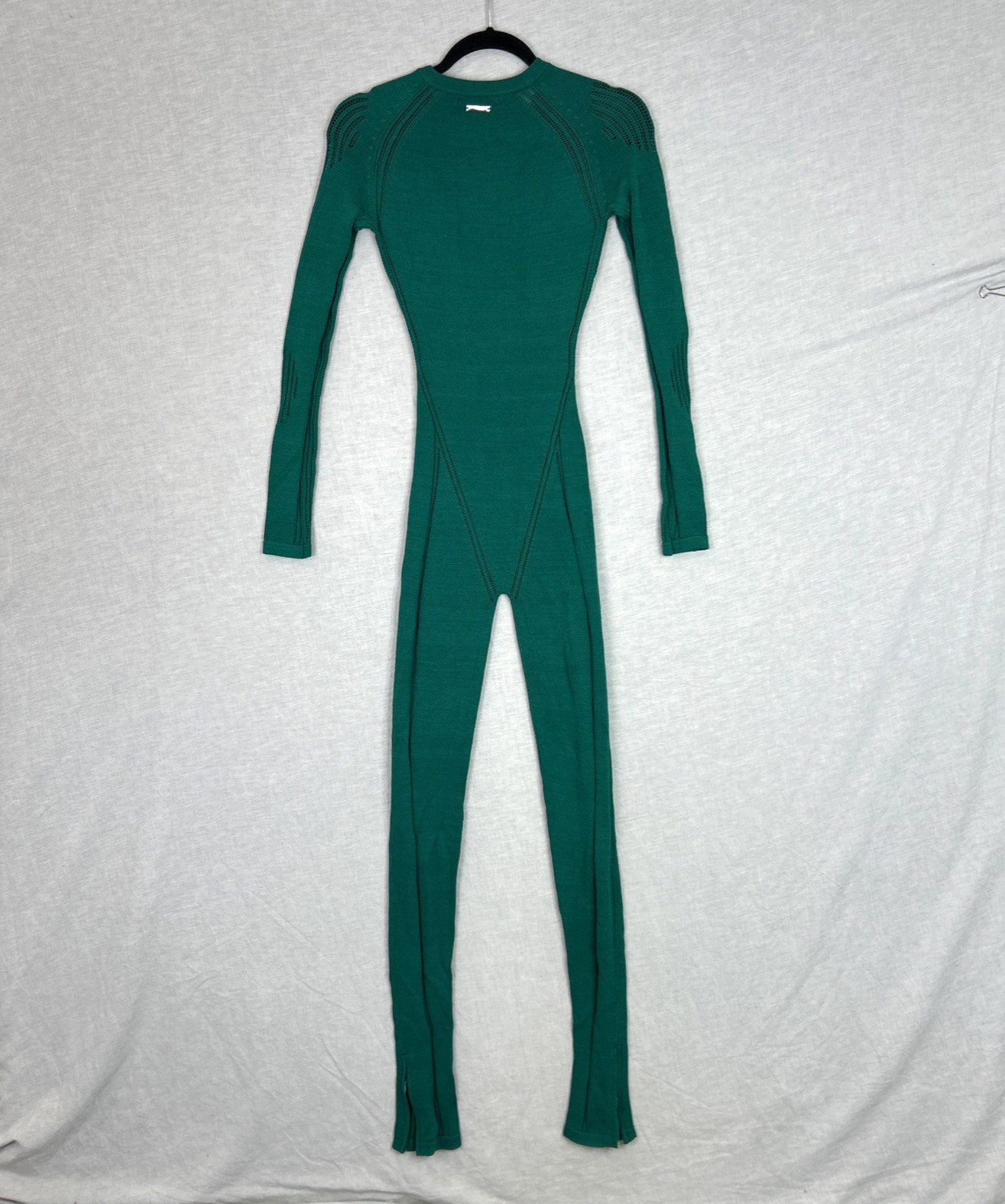Maniere De Voir NEW Women's Green Knit Jumpsuit Size XS Stretch Long Sleeve image 7